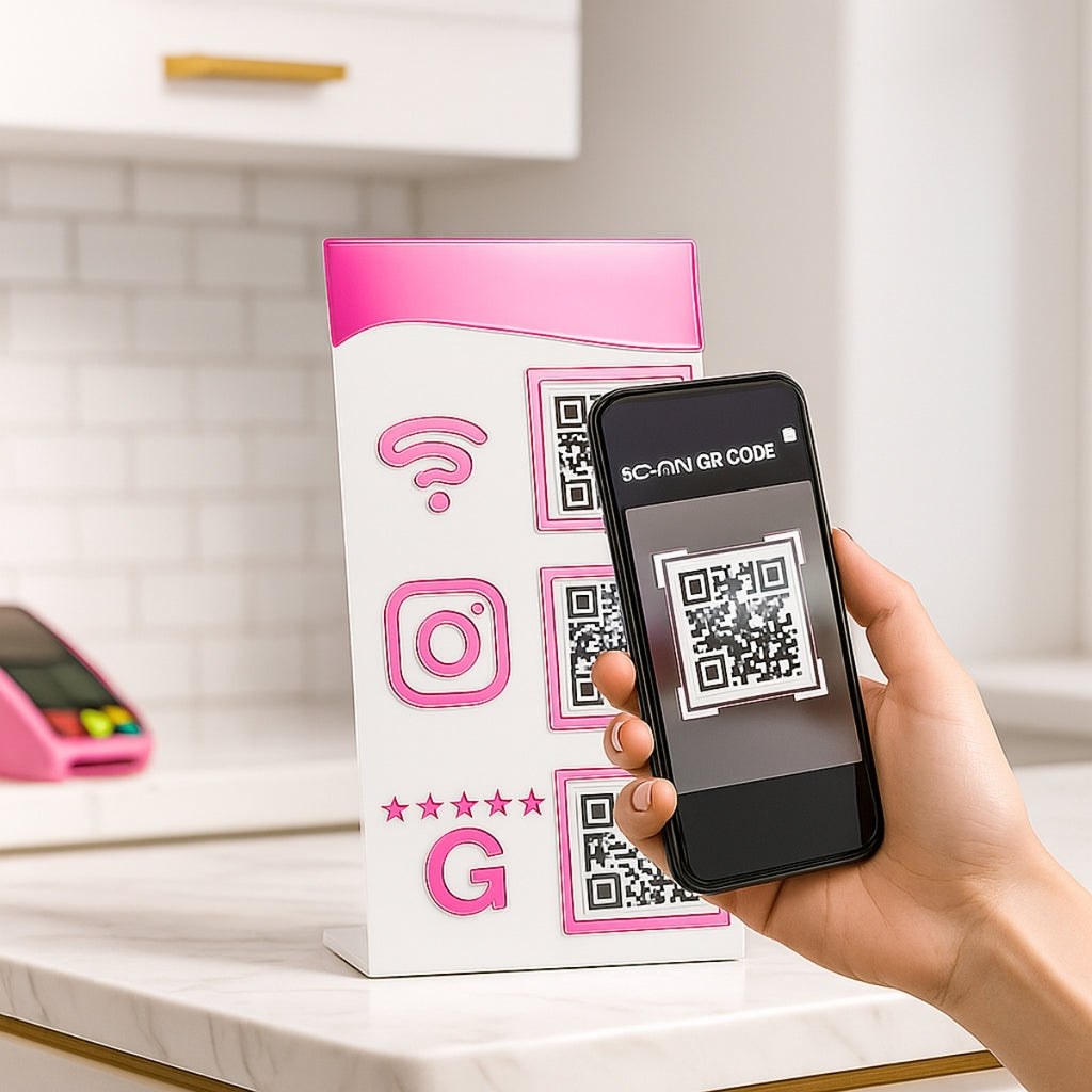 Qr Code Wifi Instagram Google Display Balcão Plaquinha Mesa