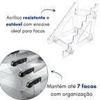 Suporte Acrílico para 7 Facas - Expositor Vertical Organizador