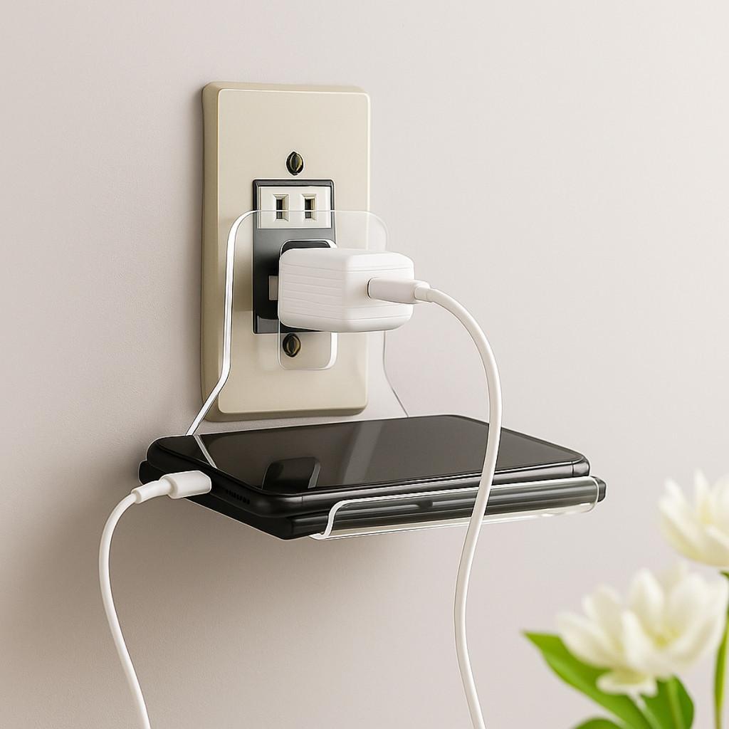 Base Celular Carregador Tomada Parede Suporte Acrílico