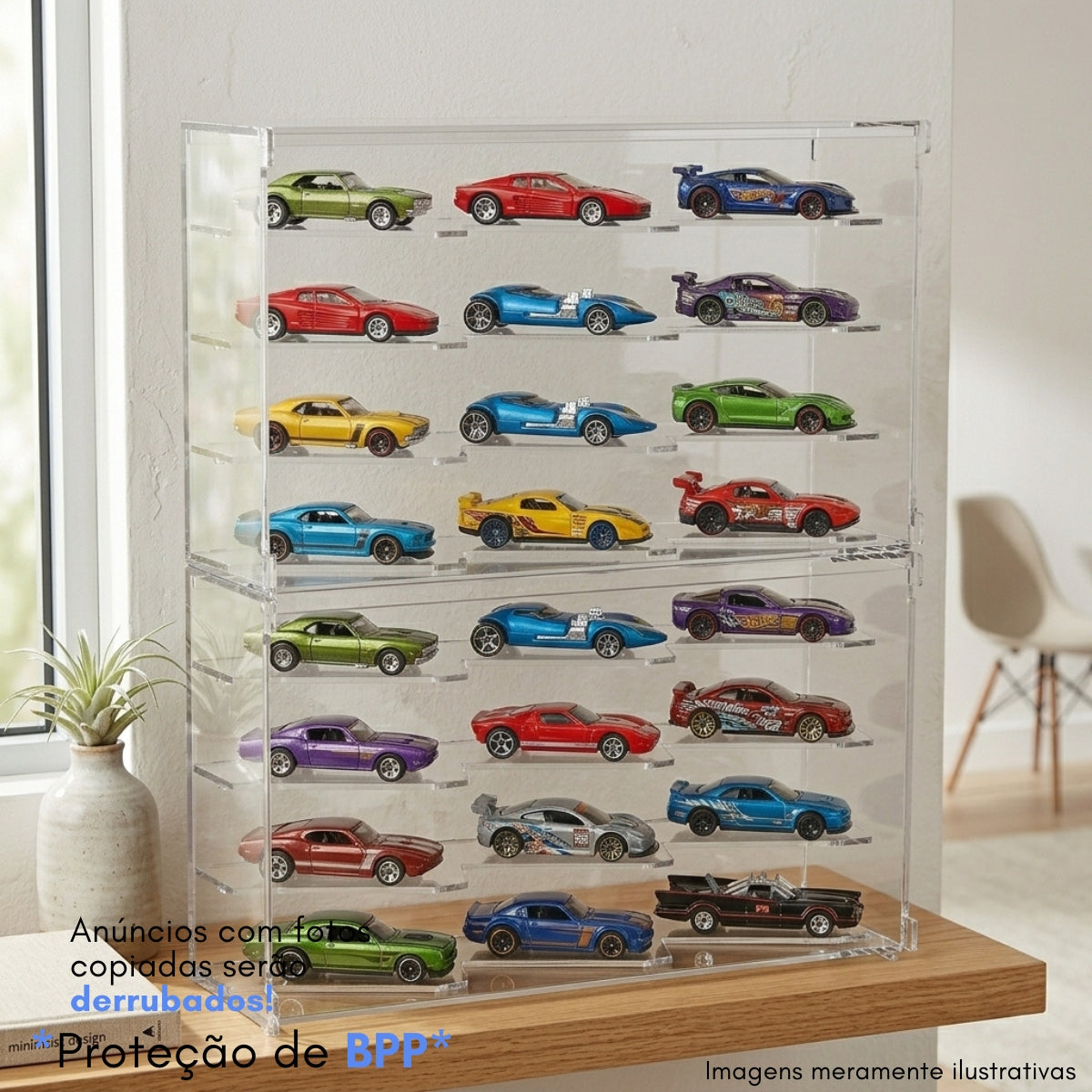 Expositor Hot Wheels 24 Carrinhos Modular Suporte Display Coleção Empilhavel Encaixável