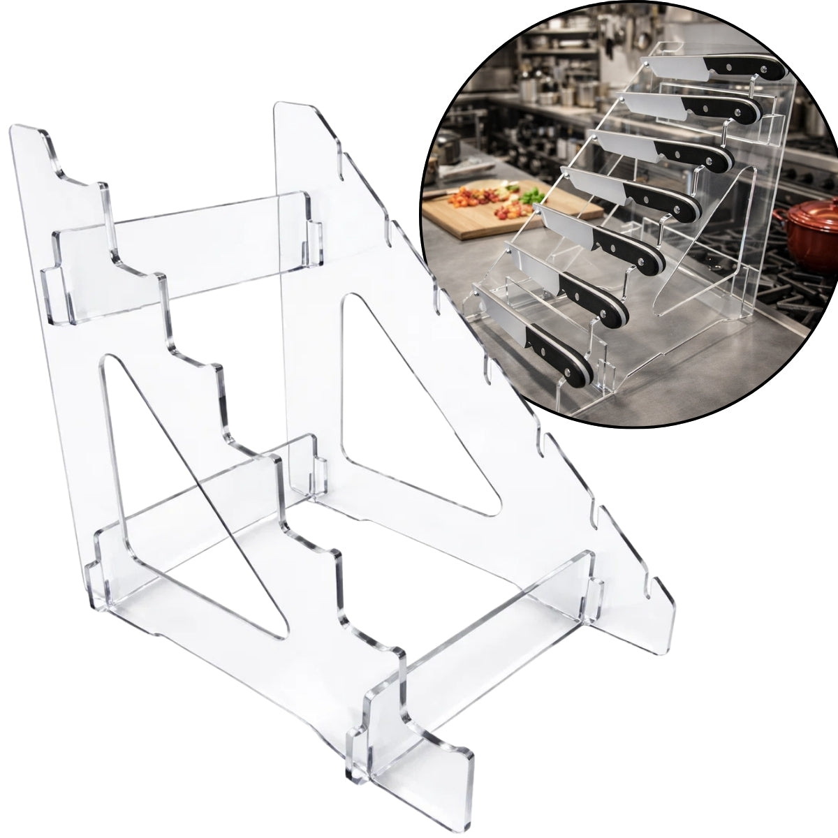 Suporte Acrílico para 7 Facas - Expositor Vertical Organizador