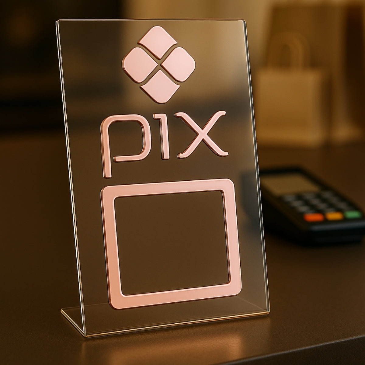 Plaquinha Mesa Qr Code Pix Pagamento Balcão Display Placa