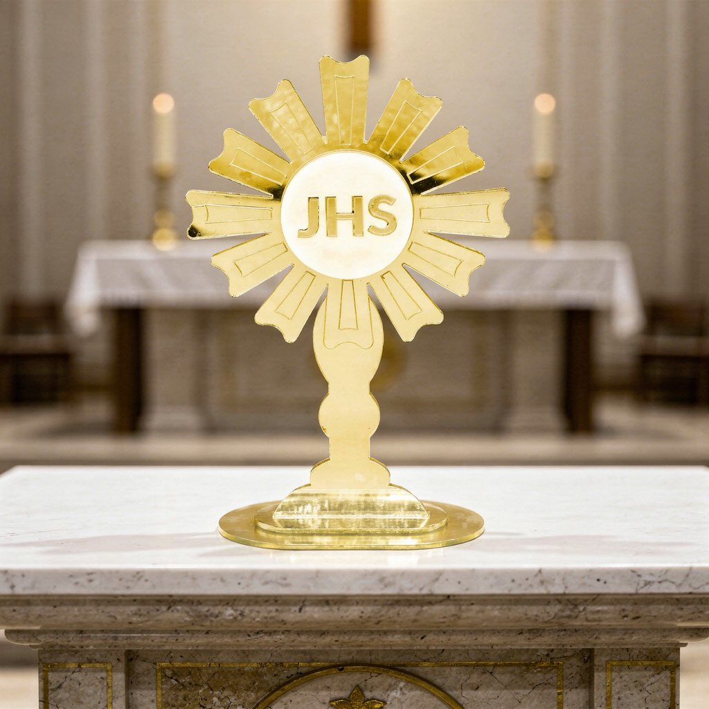 Santíssimo Sacramento Dourado 15cm em Acrílico Espelhado Religioso