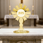 Santíssimo Sacramento Dourado 15cm em Acrílico Espelhado Religioso