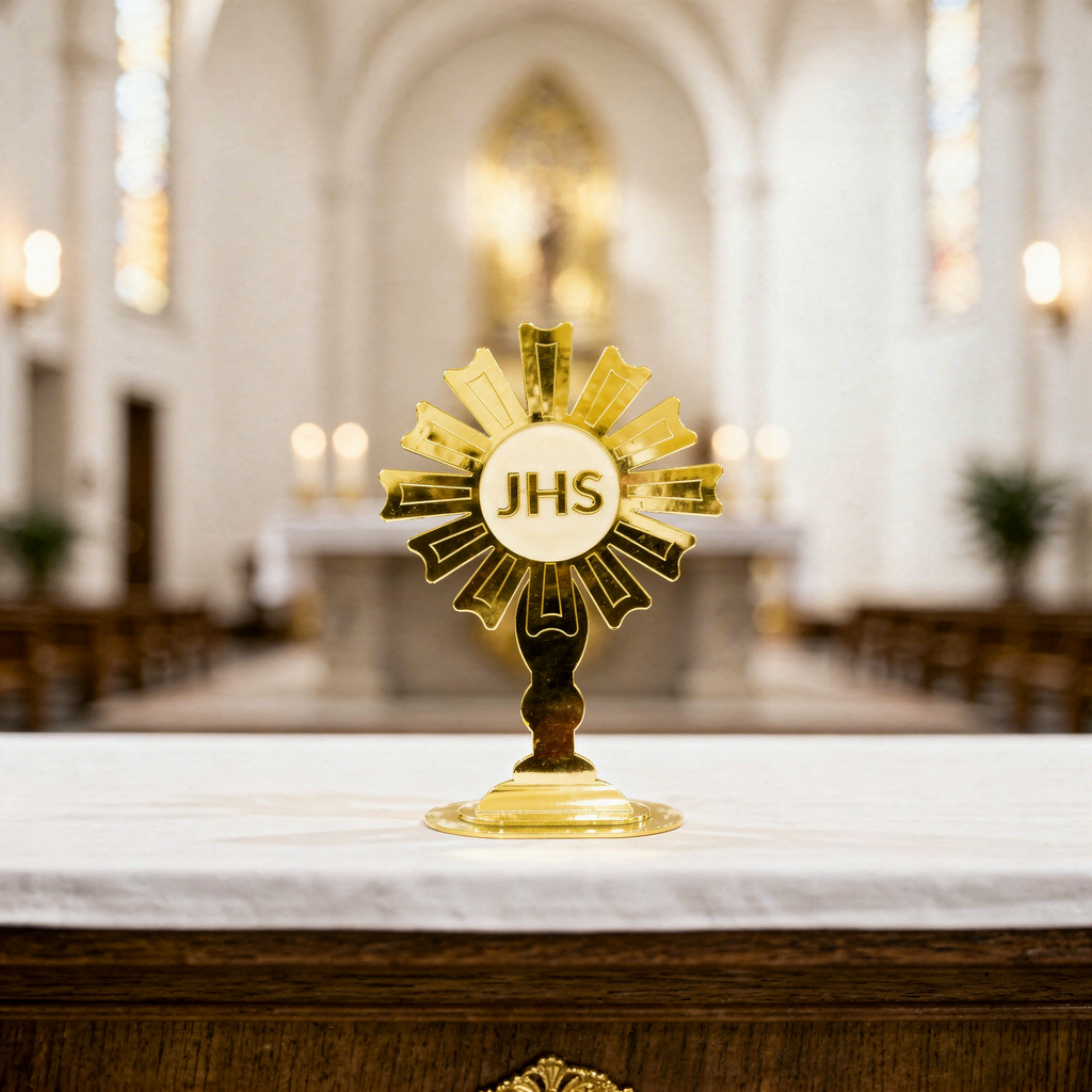 Santíssimo Sacramento Dourado 15cm em Acrílico Espelhado Religioso