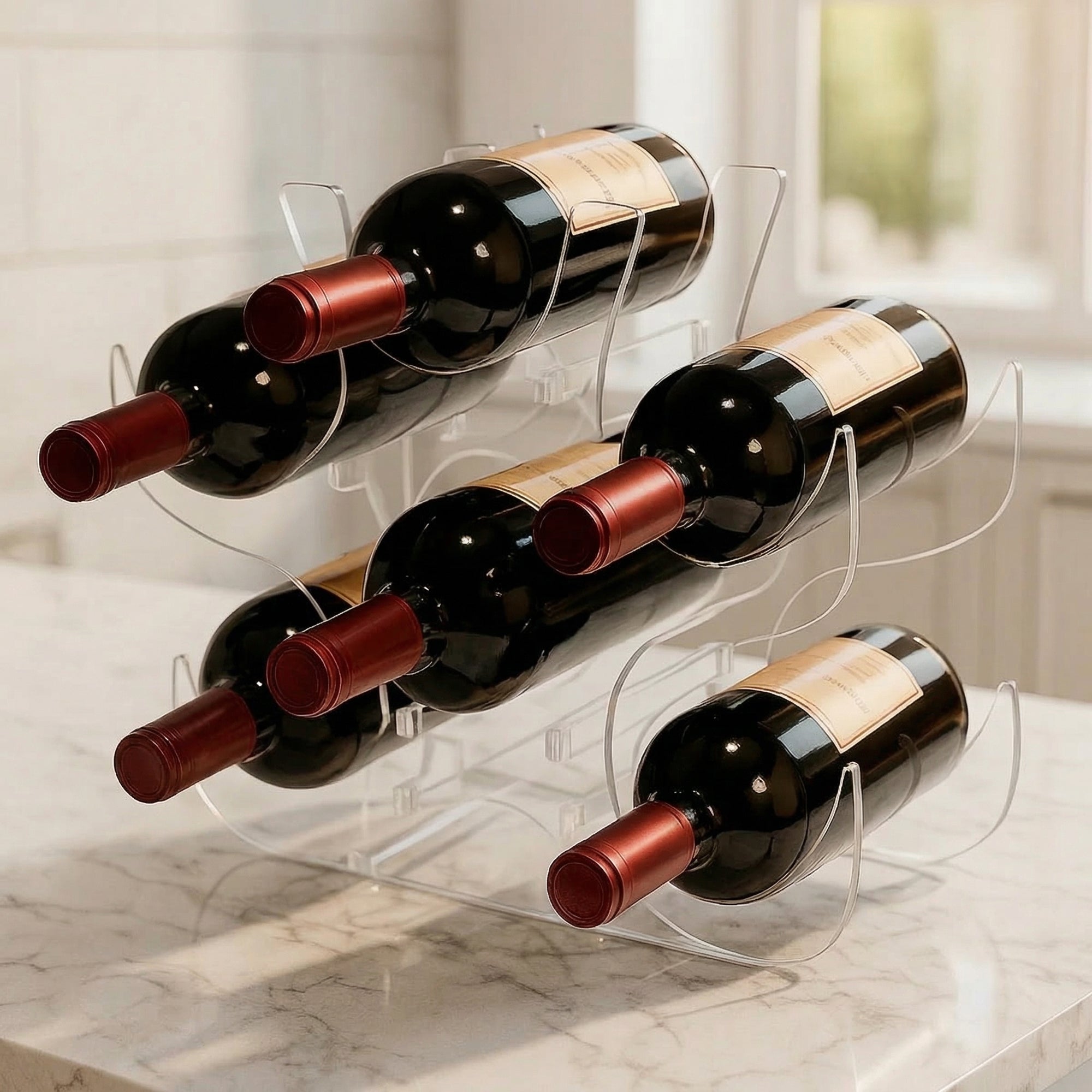 Expositor 6 Garrafas De Vinho Moderno Adega Bar Suporte