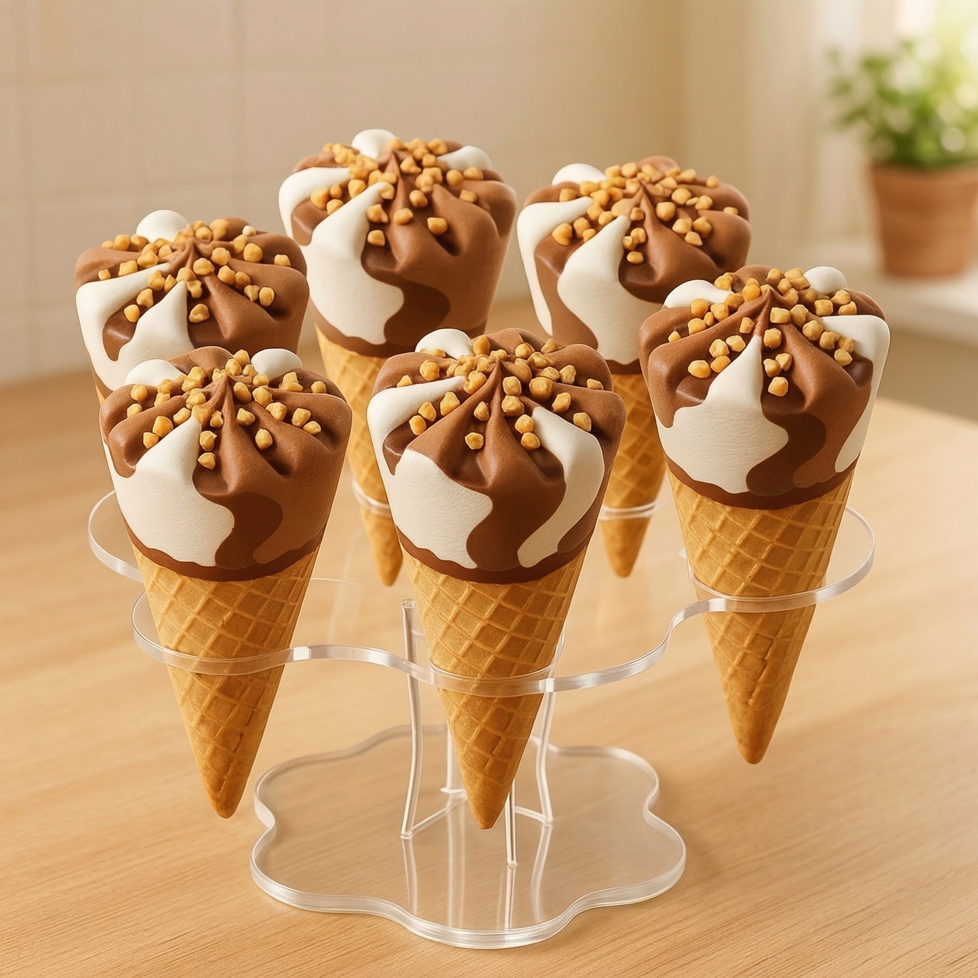 Suporte Expositor Temaki Sorvete Acrilico Cristal 6 Cones Redondo