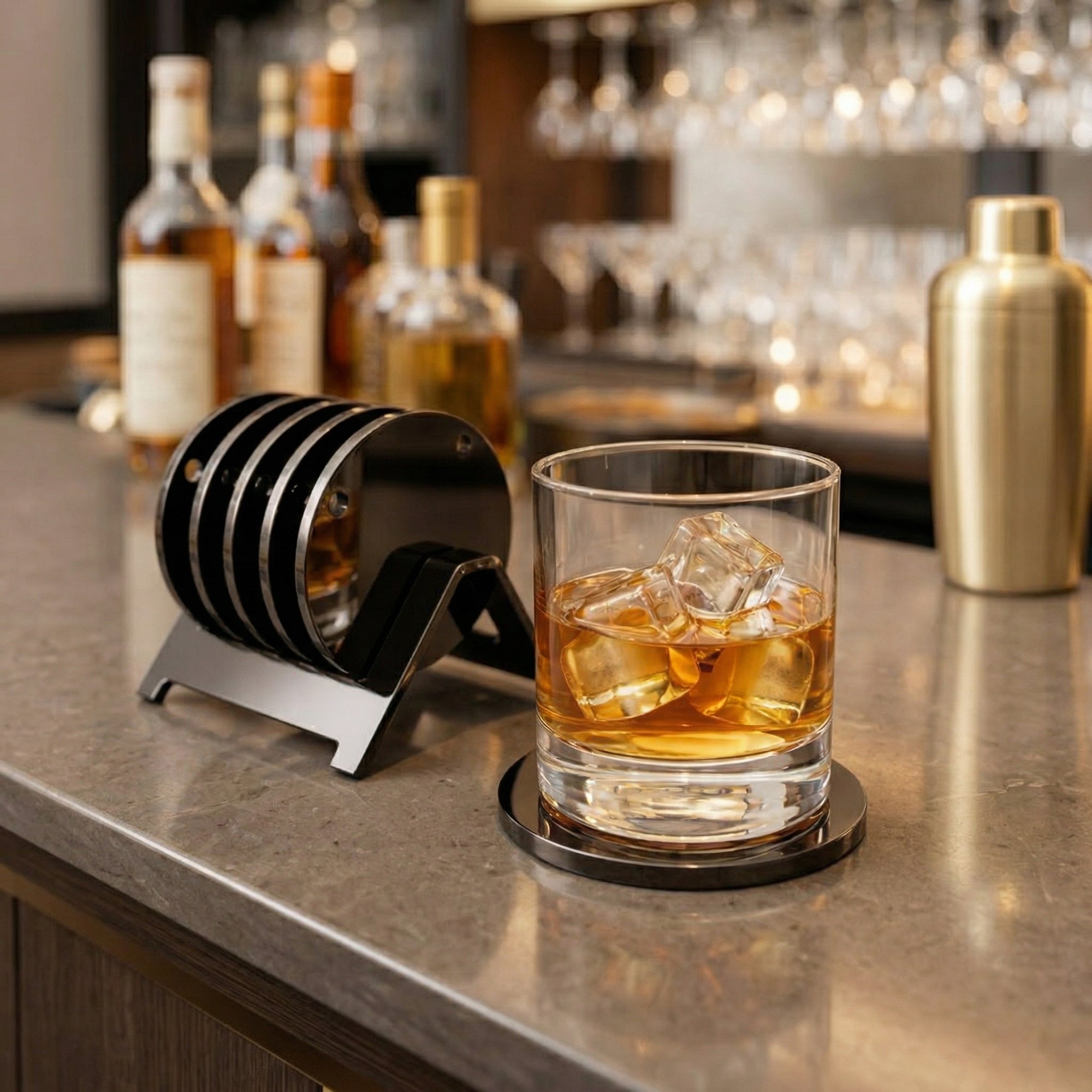 Jogo 6 Bolachas Porta Copo Acrílico Redondo Suporte