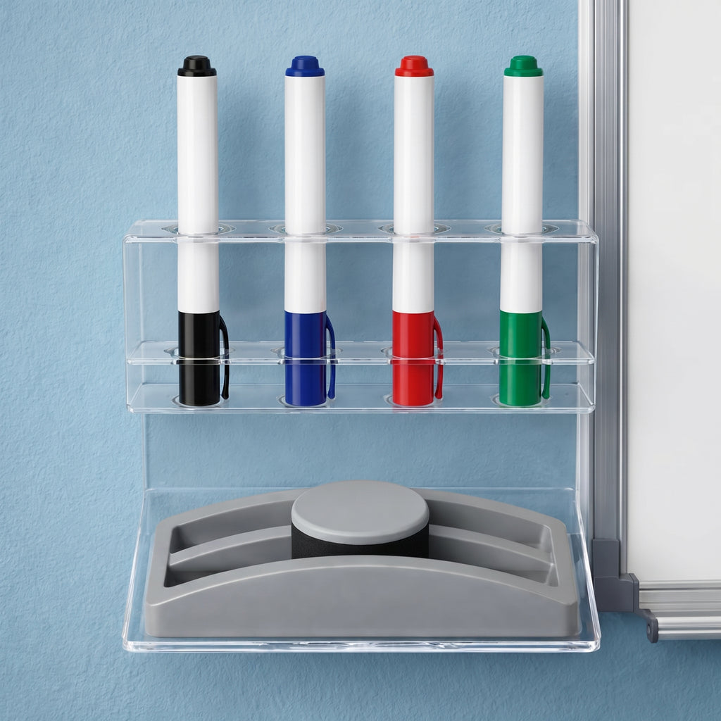 Kit 5 Suporte Acrilico Porta 4 Canetas 1 Apagador Lousa