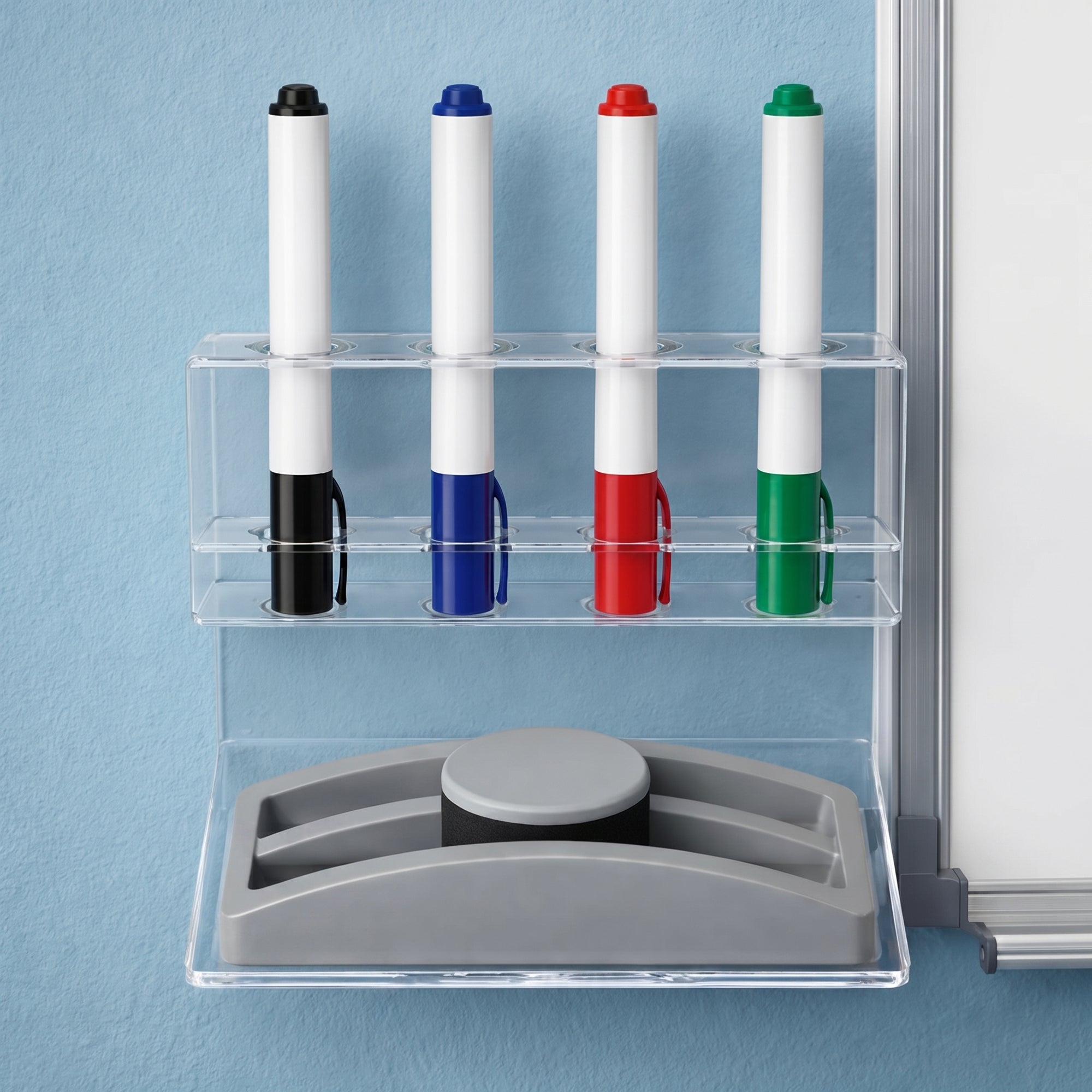 Kit 5 Suporte Acrilico Porta 4 Canetas 1 Apagador Lousa