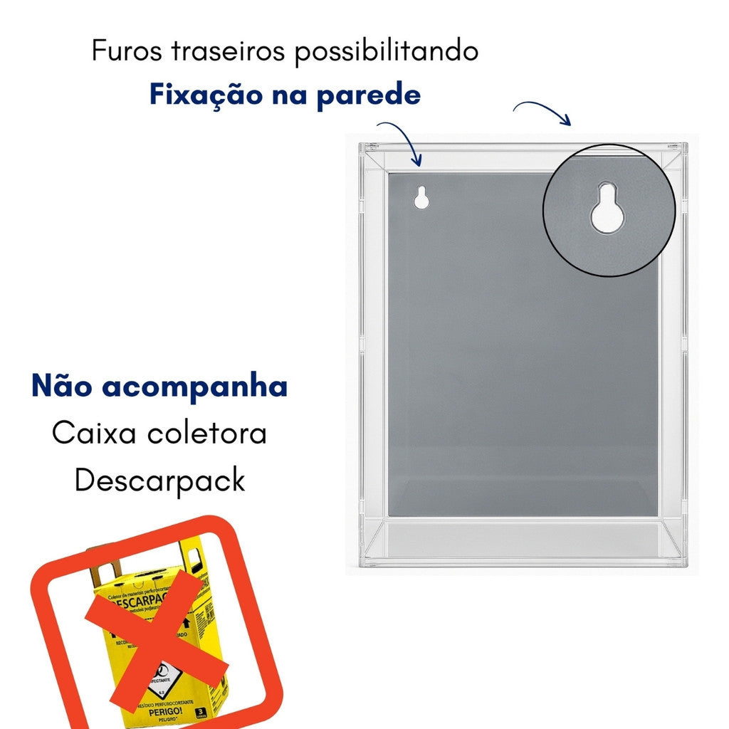 Suporte Caixa Coletora Descarpack 7litros Parede Mesa Balcão Resíduos Infectantes Descarte Biológico