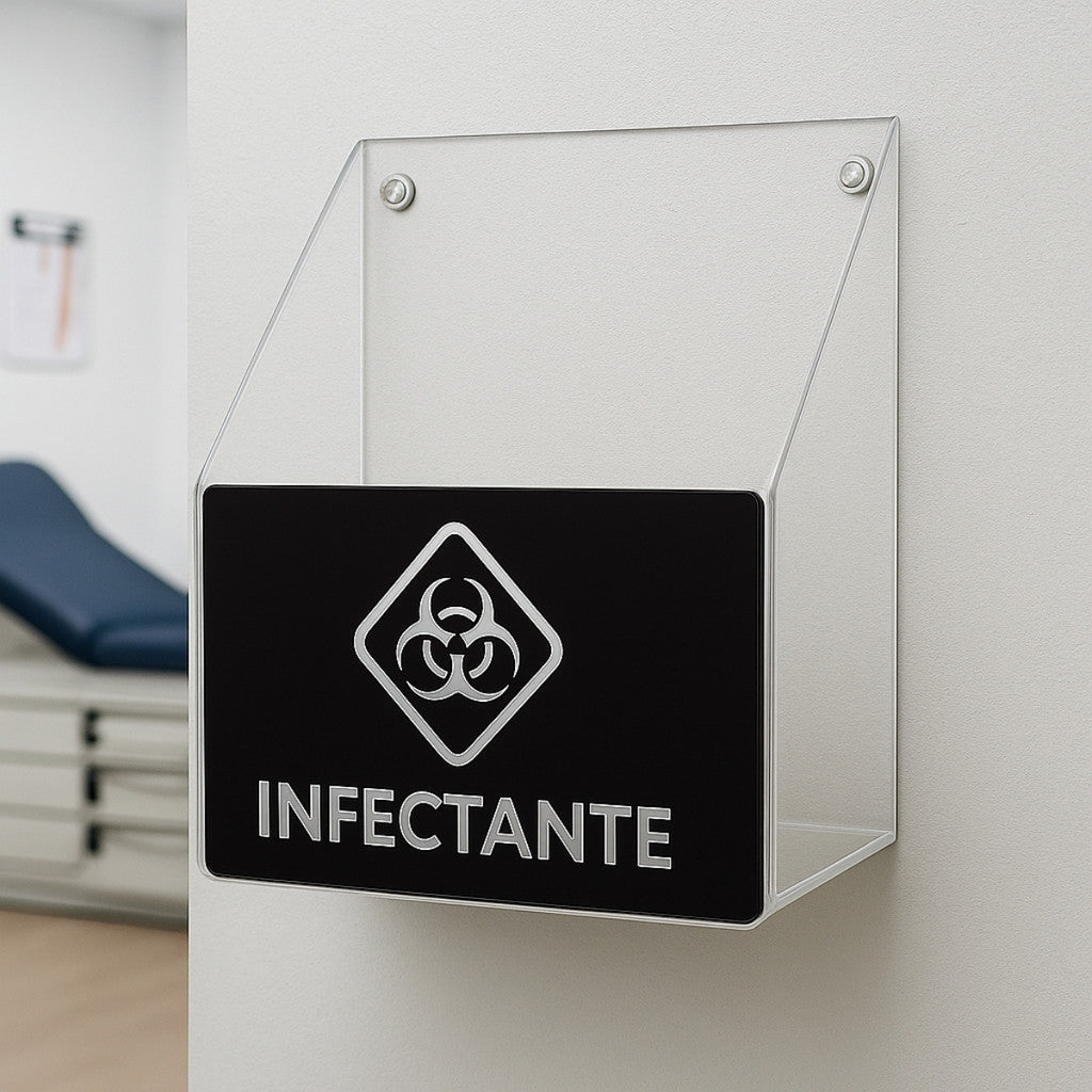 Suporte Caixa Coletora Descarpack 7litros Parede Mesa Balcão Resíduos Infectantes Descarte Biológico