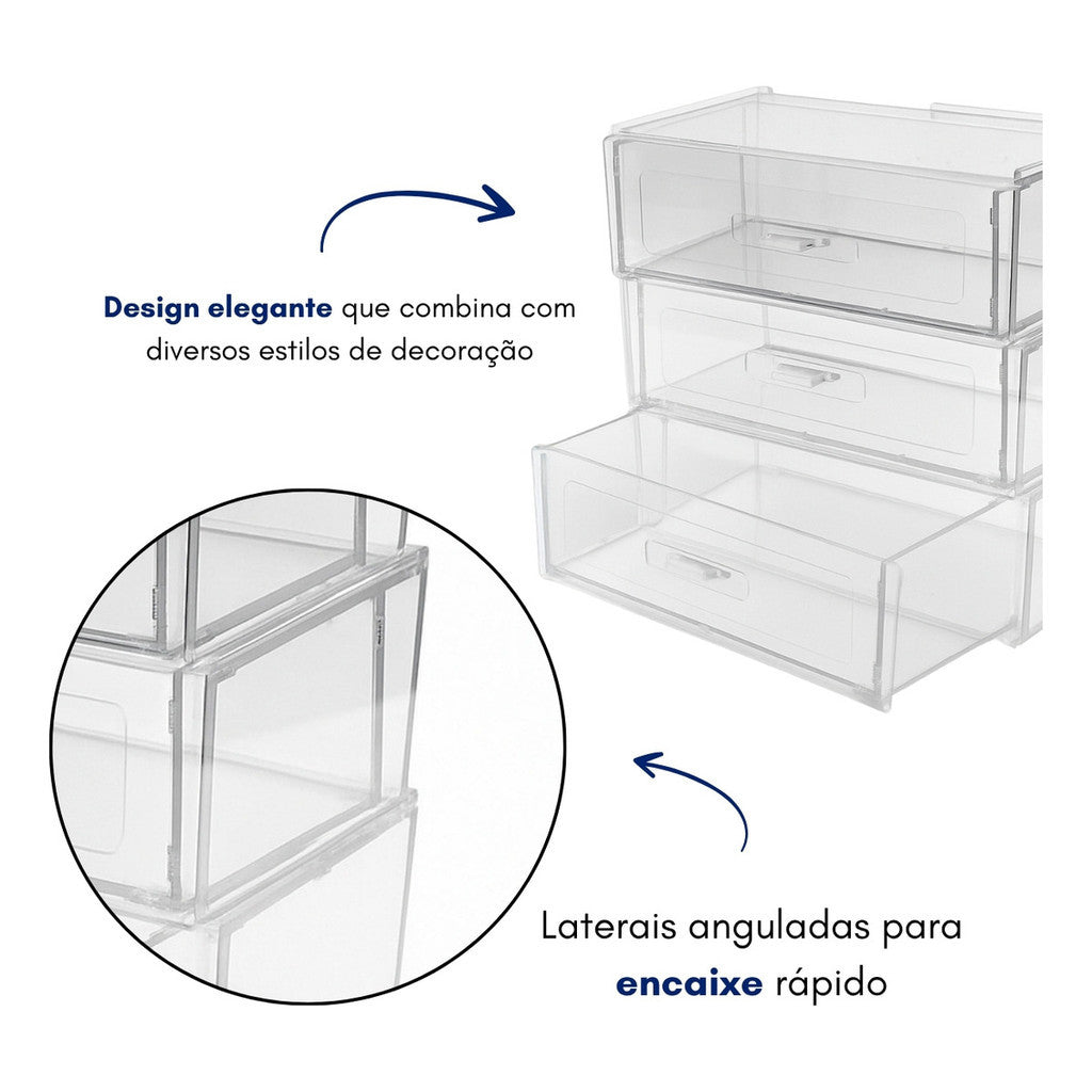 Organizador Modular Gaveta Multiuso Escritório Maquiagem Material Escolar