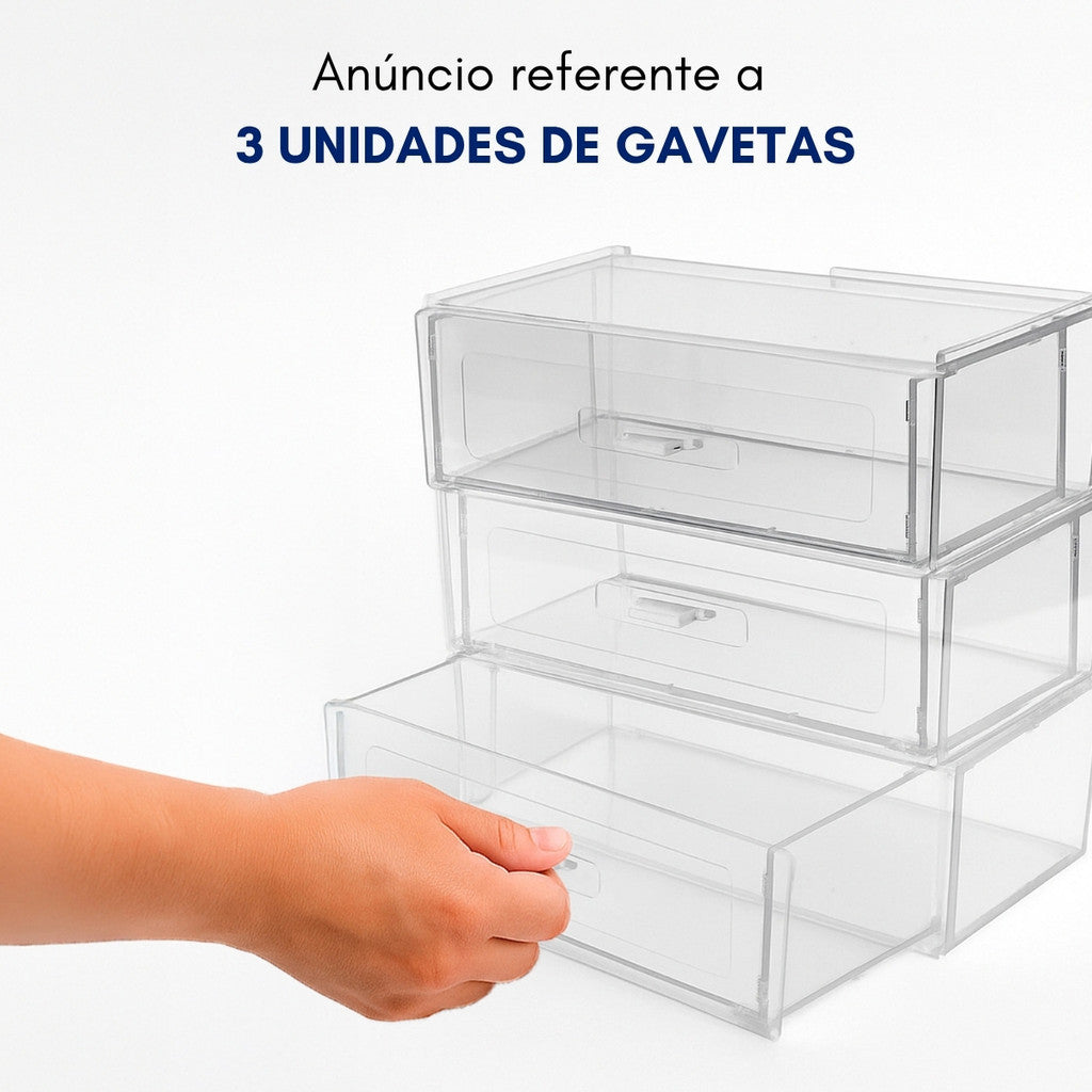 Kit 3 Organizador Modular Gaveta Display Multiuso Escritório Maquiagem Cozinha Material Escolar