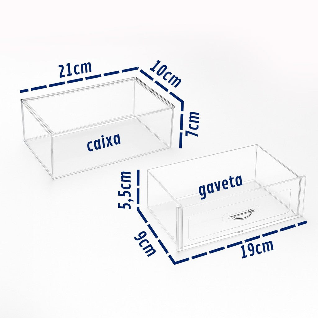 Kit 3 Organizador Modular Gaveta Display Multiuso Escritório Maquiagem Cozinha Material Escolar