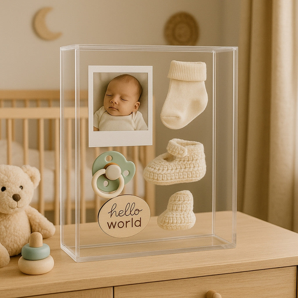 Moldura Caixa Expositora Objetos Lembranças Fotos Box Quadro Vitrine Memórias Ingressos Bebê