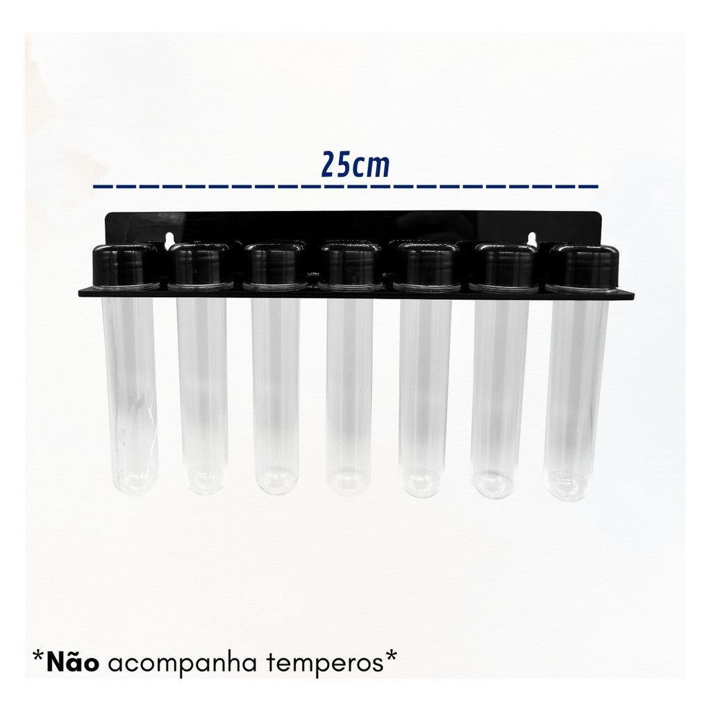 Porta Tempero Organizador Suporte Condimentos Ervas Cozinha 7 Tubos Potes Tubetes