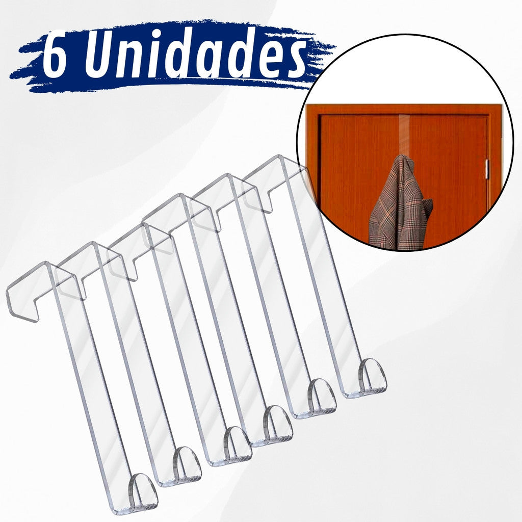 Conjunto Cabide Porta Roupa Acrílico Gancho Transparente Minimalista Suporte Apoio Pendurador