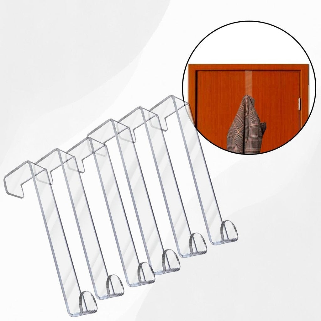 Conjunto Cabide Porta Roupa Acrílico Gancho Transparente Minimalista Suporte Apoio Pendurador