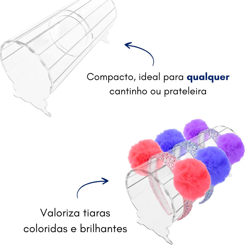 Expositor Acrílico Redondo para Tiaras e Arquinho – 30cm