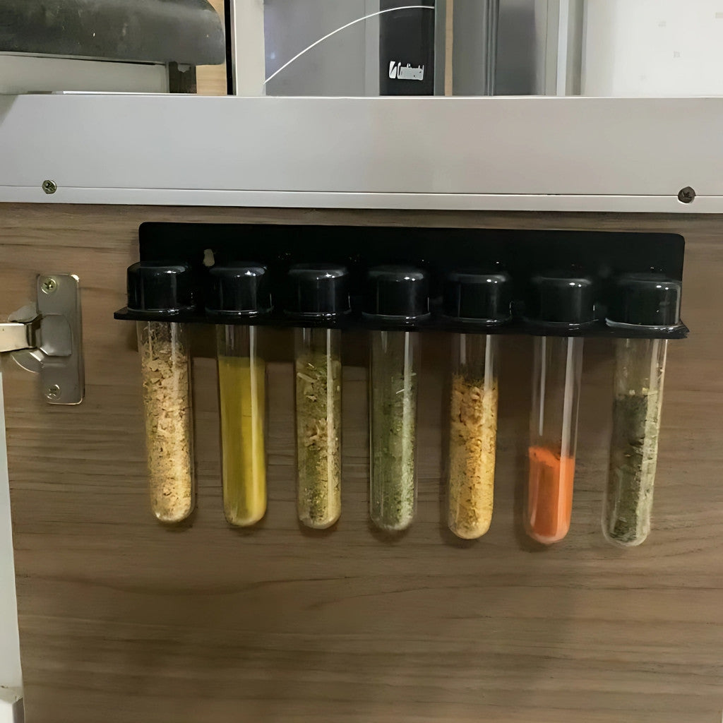 Porta Tempero Organizador Suporte Condimentos Ervas Cozinha 7 Tubos Potes Tubetes