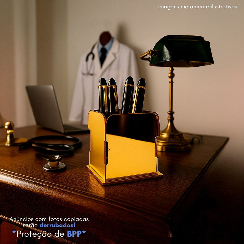Organizador Porta Canetas Luxo Escritório Consultório Clinica Elegante Decorativo Mesa