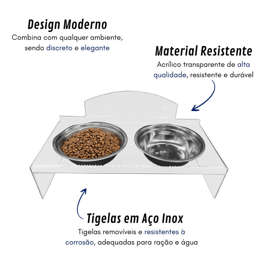 Comedouro em Acrilico para Caes e Gatos