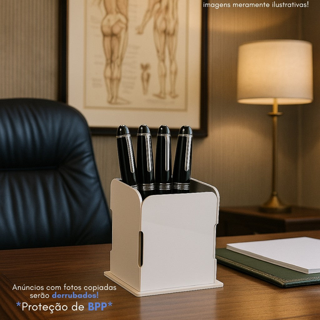 Organizador Porta Canetas Luxo Escritório Consultório Clinica Elegante Decorativo Mesa