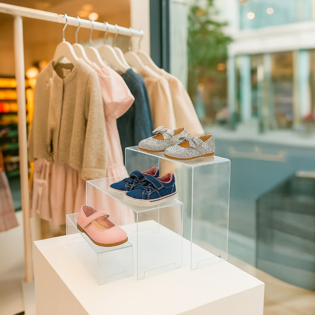 Kit 15 Expositores Loja Display Plataforma Balcão Vitrine Base Calçados Joias Acessórios