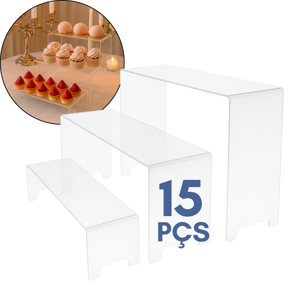Kit 15 Expositores Loja Display Plataforma Balcão Vitrine Base Calçados Joias Acessórios