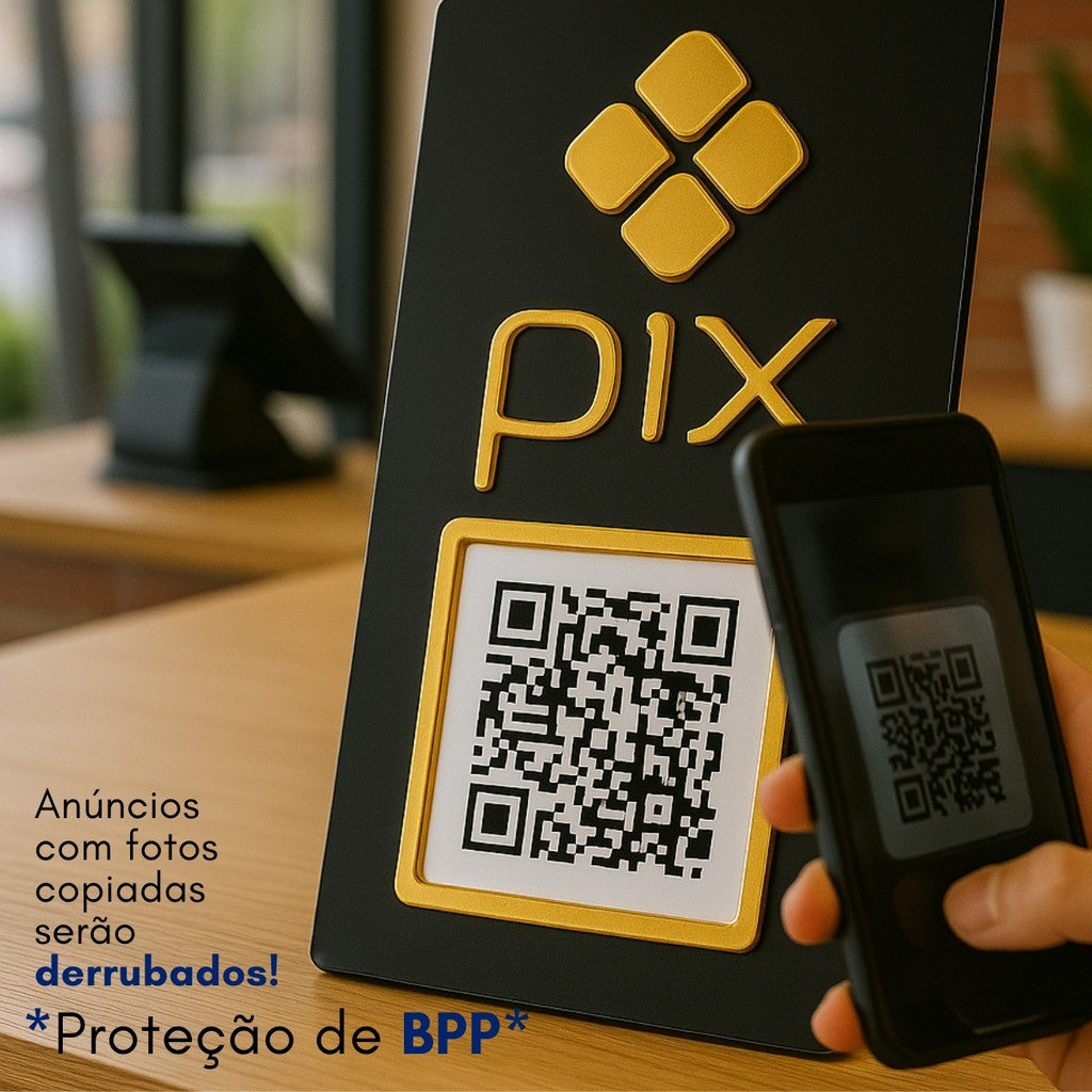 Plaquinha Mesa Qr Code Pix Pagamento Balcão Display Placa