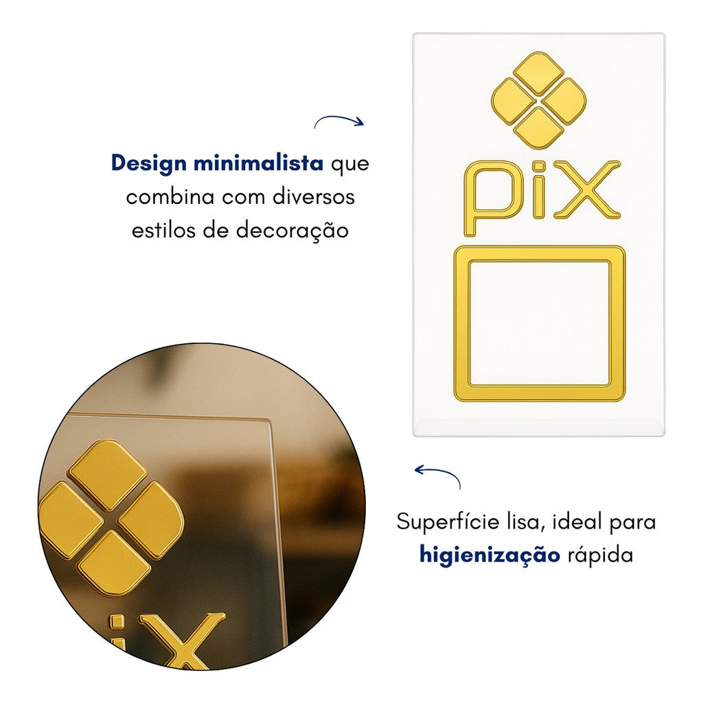 Plaquinha Mesa Qr Code Pix Pagamento Balcão Display Placa