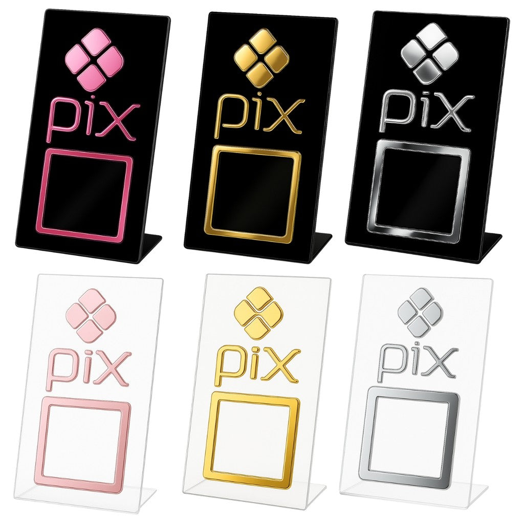 Plaquinha Mesa Qr Code Pix Pagamento Balcão Display Placa