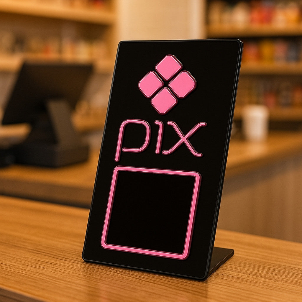 Plaquinha Mesa Qr Code Pix Pagamento Balcão Display Placa