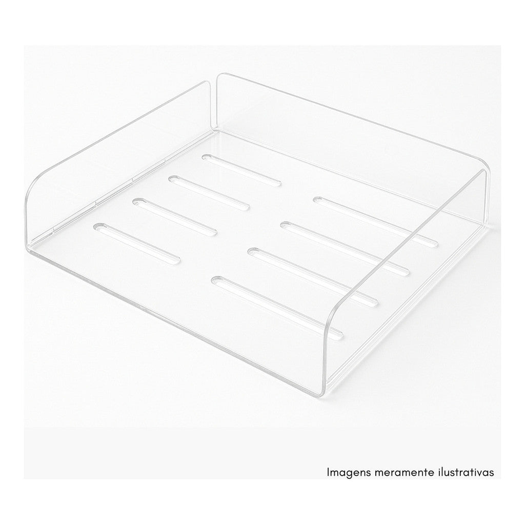Kit 2 Acrílico Organizador A4 Box Arquivo Papel Caixa Empilhável Mesa Escritório Folhas