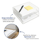 Kit 2 Acrílico Organizador A4 Box Arquivo Papel Caixa Empilhável Mesa Escritório Folhas