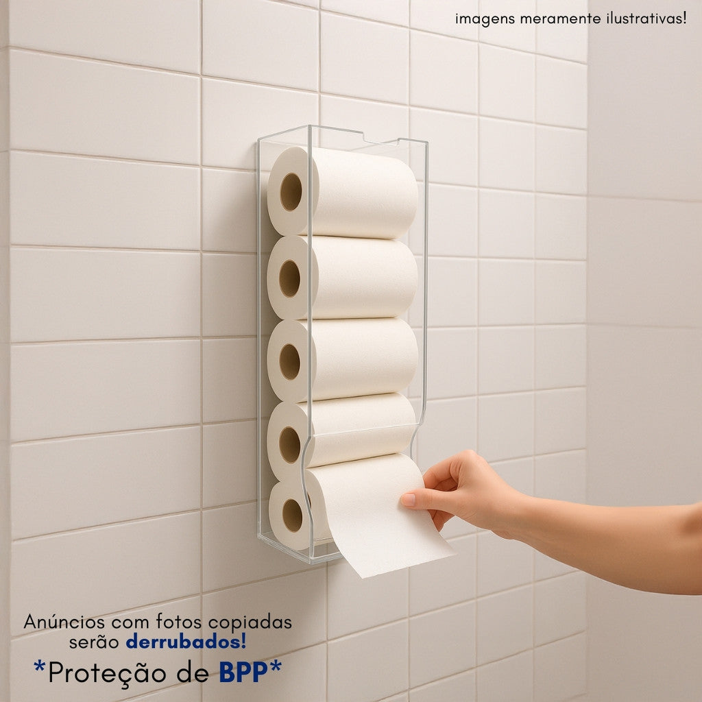Porta Papel Higienico Parede Acrilico 5 Rolos