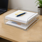 Kit 2 Acrílico Organizador A4 Box Arquivo Papel Caixa Empilhável Mesa Escritório Folhas