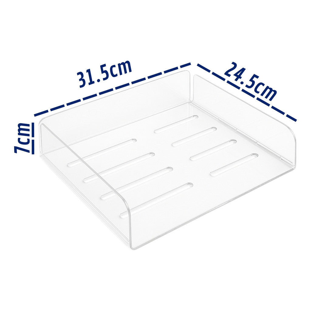 Kit 3 Organizador Arquivo Papel Escritorio Acrilico Folha A4 Caixa Box Empilhável Mesa