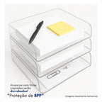 Kit 3 Organizador Arquivo Papel Escritorio Acrilico Folha A4 Caixa Box Empilhável Mesa