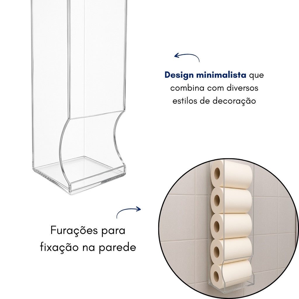 Porta Papel Higienico Parede Acrilico 5 Rolos
