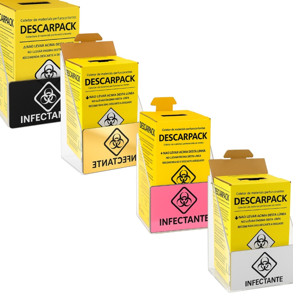 Suporte Caixa Coletora Descarpack 3litros Parede Mesa Balcão Organizador Resíduos Infectantes