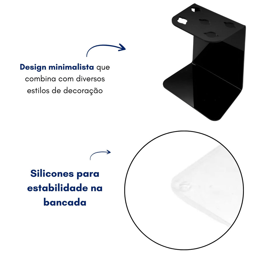 Porta 5 Tesouras Barbeiro Acrilico15x14x8 Base Maior