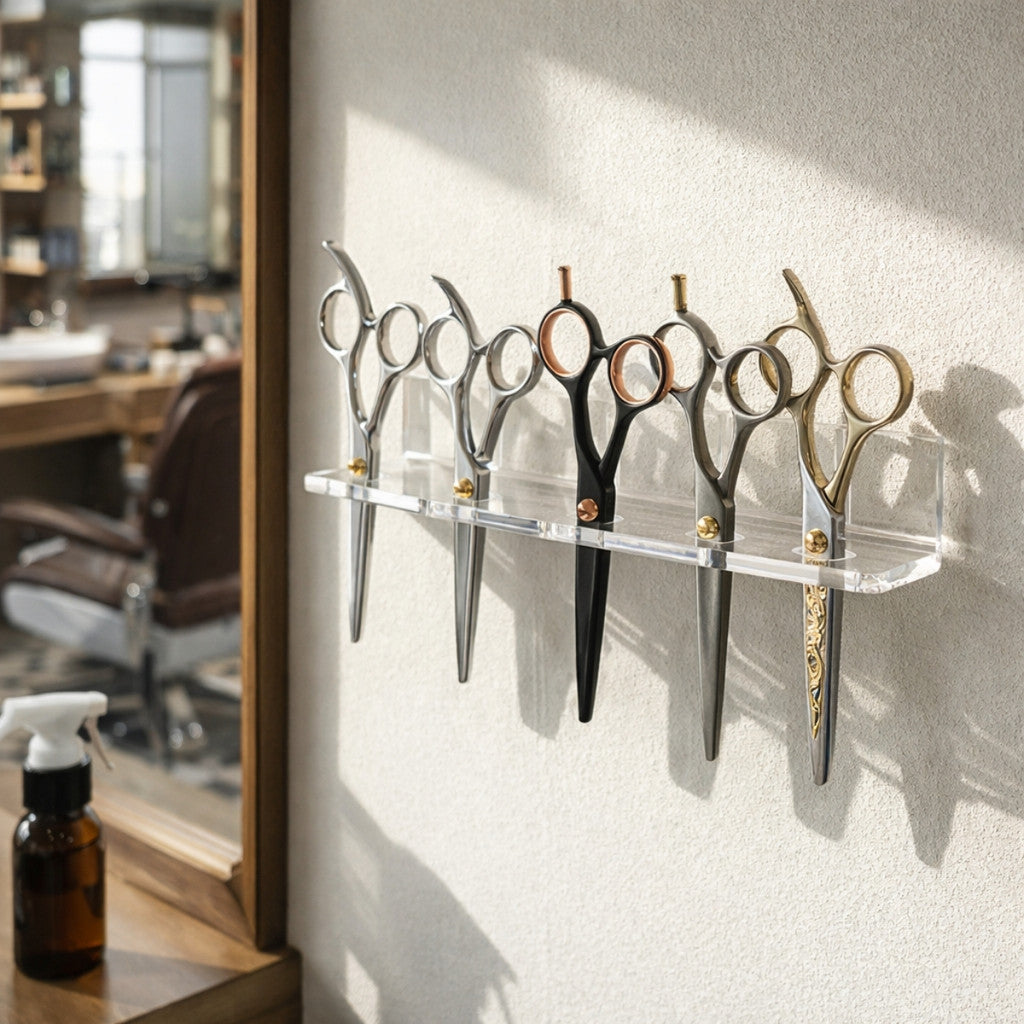 Porta 5 Tesouras Acrilico Transparente Horizontal