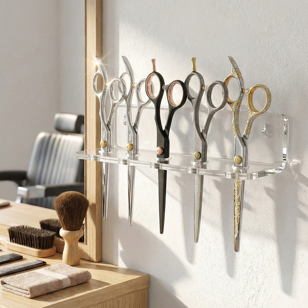 Porta 5 Tesouras Acrilico Transparente Horizontal