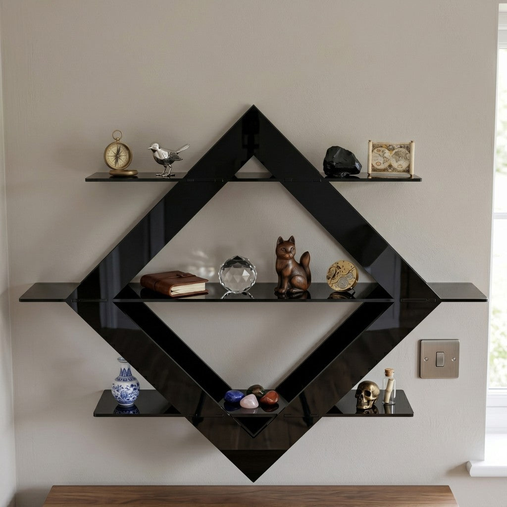 Diamante Parede 3 Andares Prateleira Expositor Decoração Minimalista Flutuante Organizador