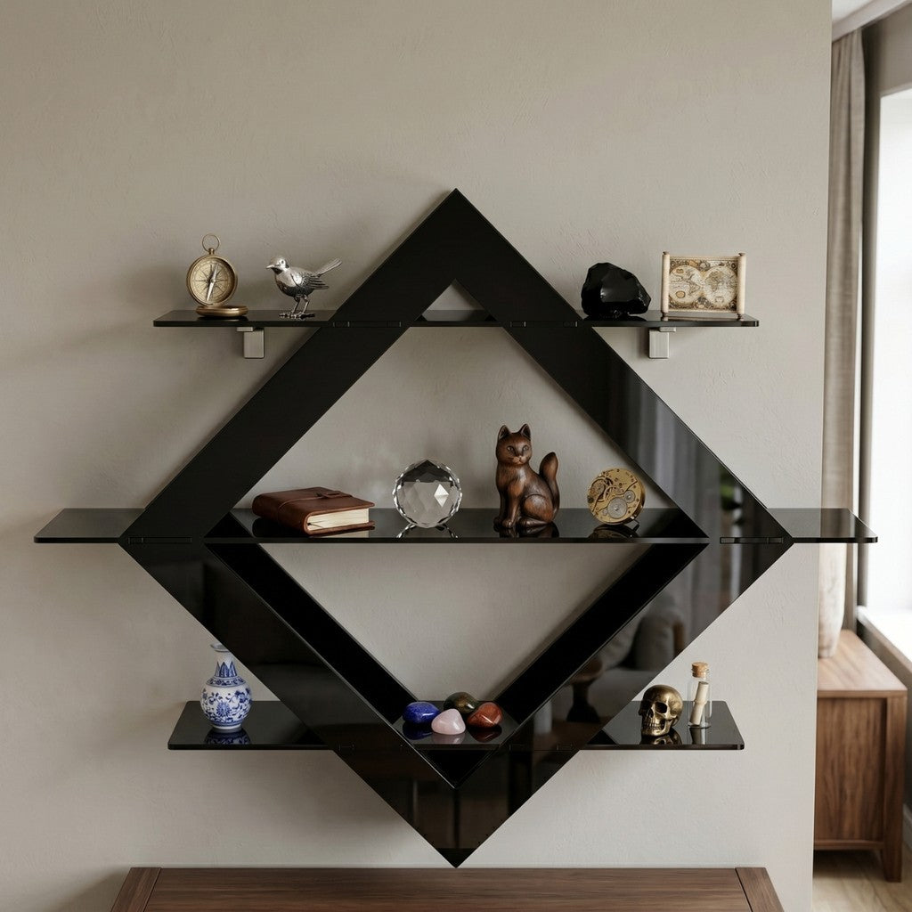 Diamante Parede 3 Andares Prateleira Expositor Decoração Minimalista Flutuante Organizador