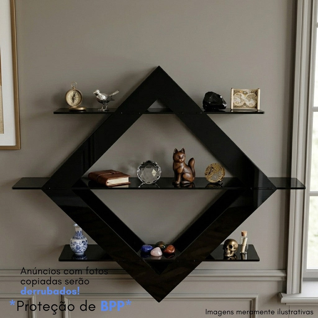 Diamante Parede 3 Andares Prateleira Expositor Decoração Minimalista Flutuante Organizador