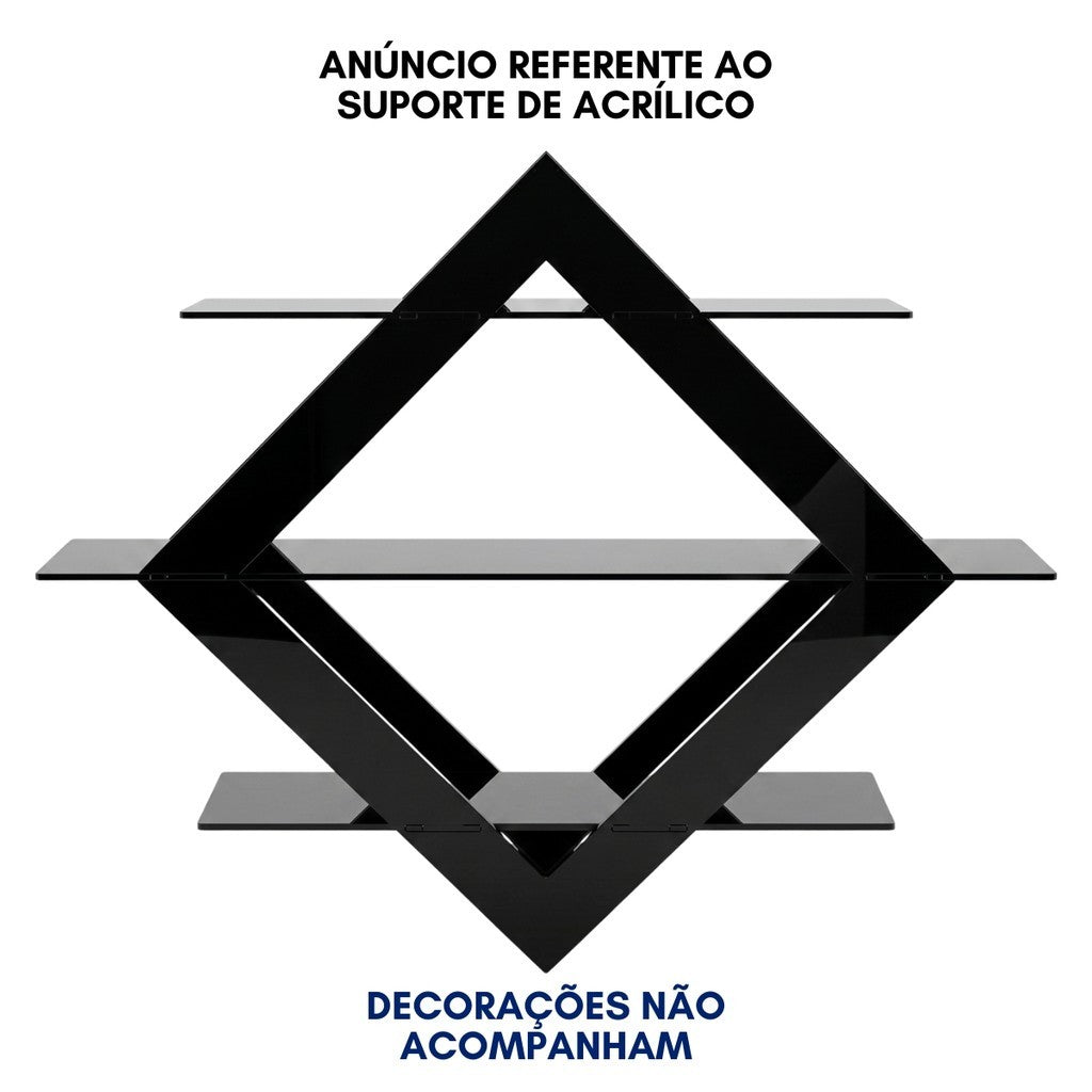 Diamante Parede 3 Andares Prateleira Expositor Decoração Minimalista Flutuante Organizador