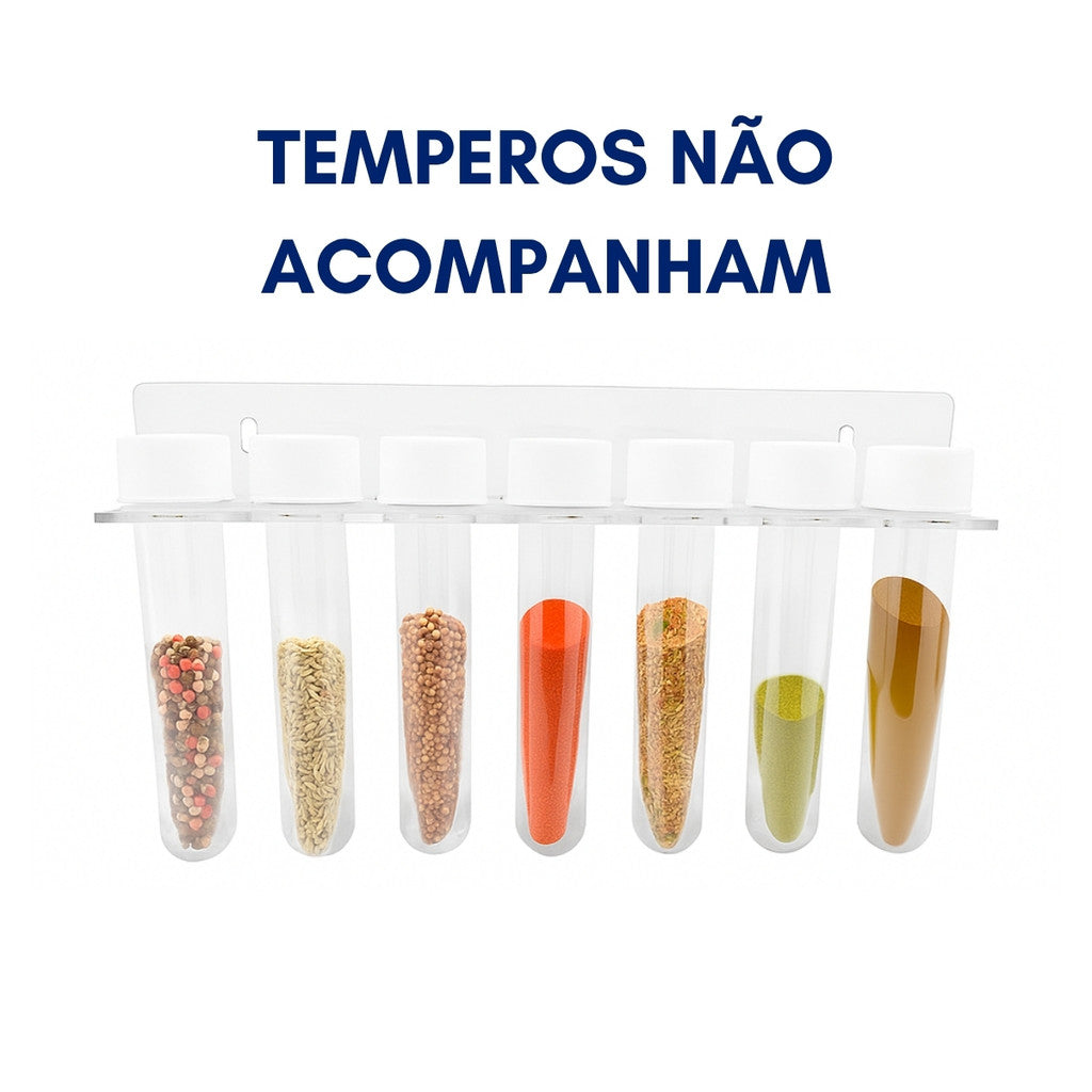 Porta Tempero Organizador Suporte Condimentos Ervas Cozinha 7 Tubos Potes Tubetes